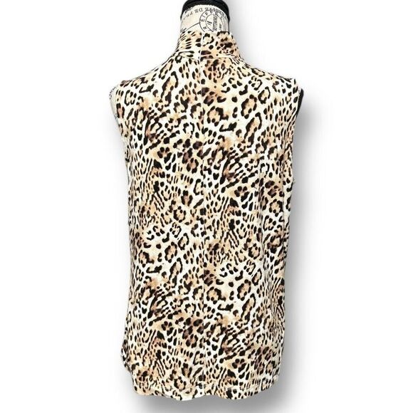 Chico’s 1 (M) Brown Tan Leopard Animal Print Sleeveless Mock Neck Top Resort NWT - Picture 4 of 7